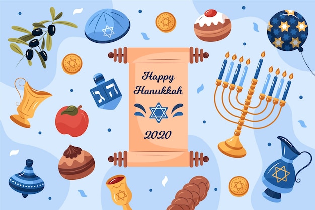 Concepto de hanukkah dibujado a mano