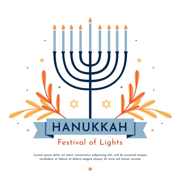 Concepto de Hanukkah en diseño plano
