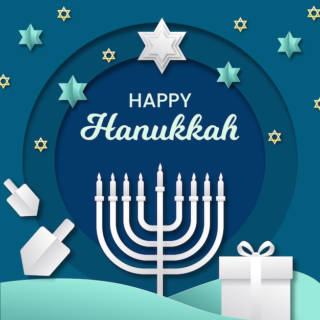 Vector gratuito concepto de hanukkah en estilo papel