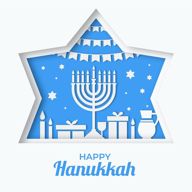 Vector gratuito concepto de hanukkah en estilo papel