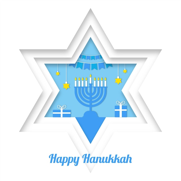 Vector gratuito concepto de hanukkah en estilo papel