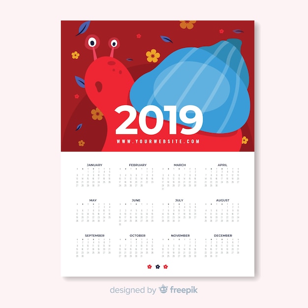 Vector gratuito concepto hermoso de calendario de 2019