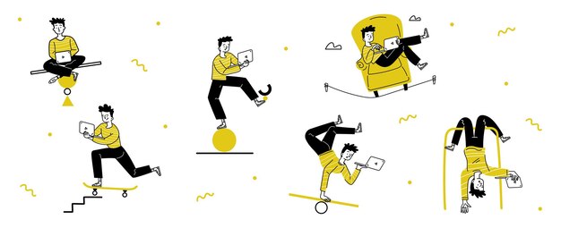 Concepto de hombre autónomo de equilibrio de vida independiente