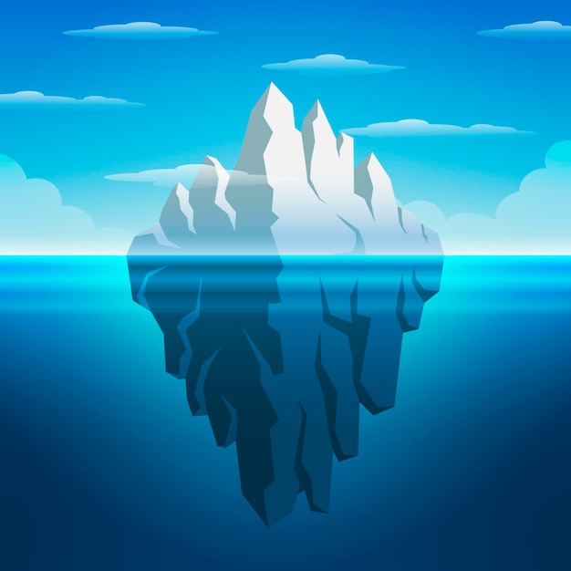 Vector gratuito concepto de iceberg por encima y por debajo