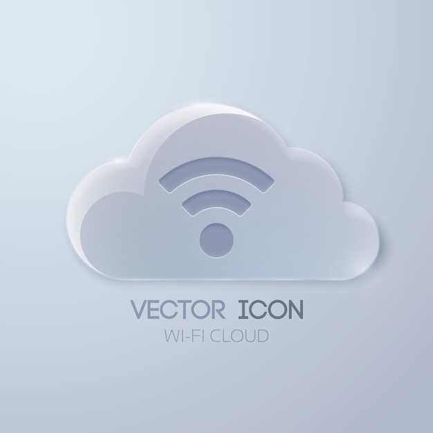 Vector gratuito concepto de icono web con nube de cristal y señal inalámbrica