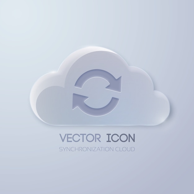 Vector gratuito concepto de icono web con nube de cristal y signo de rotación