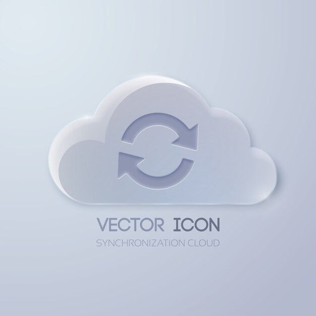 Concepto de icono web con nube de cristal y signo de rotación