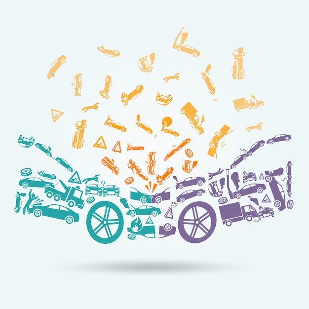Vector gratuito concepto de iconos de accidente de coche