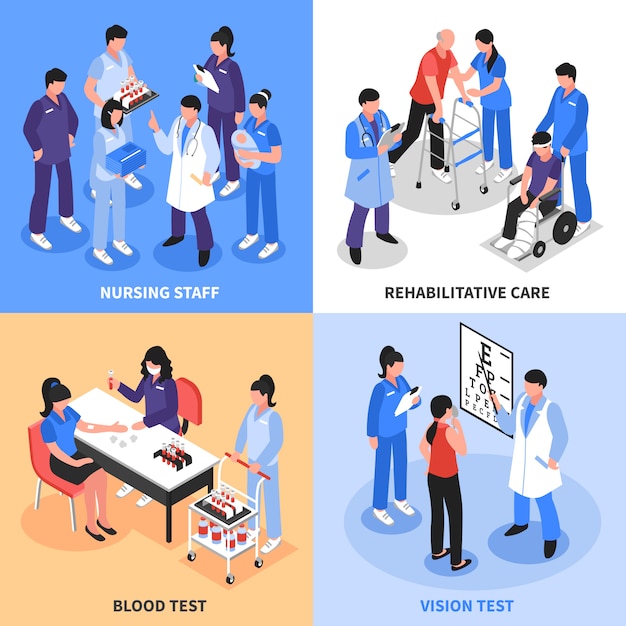 Vector gratuito concepto de iconos isométricos de hospital