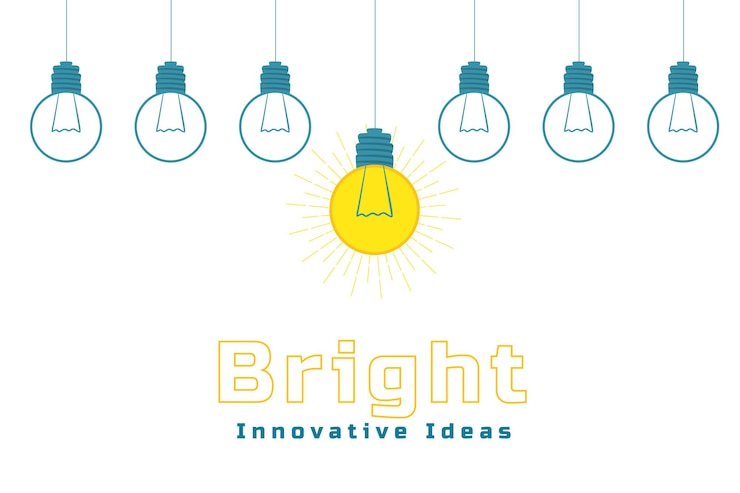 Vector gratuito concepto de idea innovadora brillante con bombilla colgante