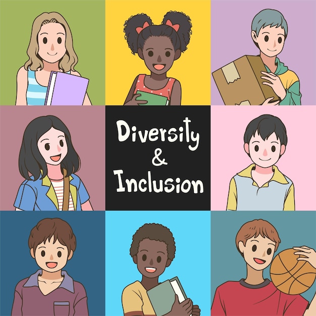 Vector gratuito concepto de igualdad racial y antirracismo personas multiculturales y multirraciales socialmente diversas