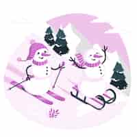 Vector gratuito el concepto de ilustración de la aventura del hombre de nieve