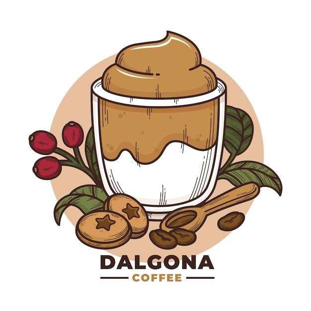 Concepto de ilustración de café dalgona