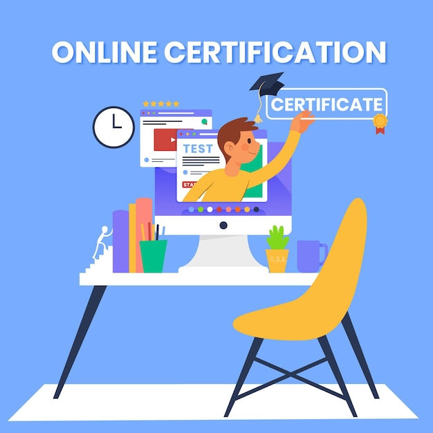 Concepto de ilustración de certificación en línea