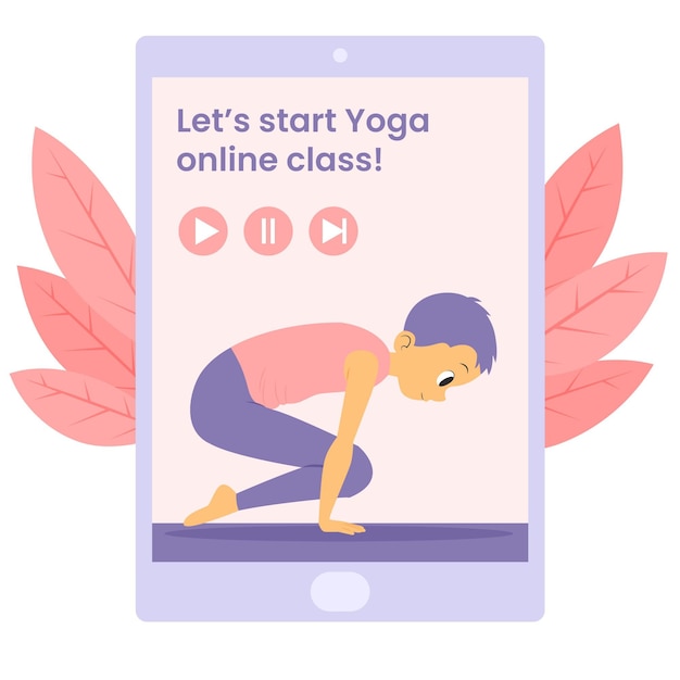 Concepto de ilustración de clase de yoga en línea