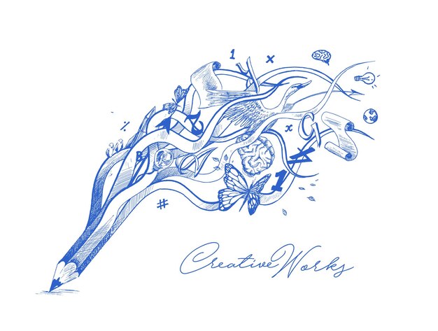 Concepto de ilustración de diseño de lápiz creativo para el proceso creativo