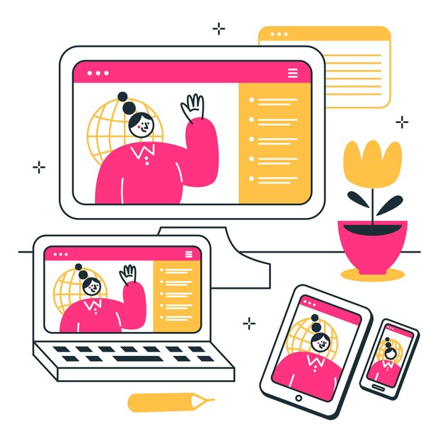 Concepto de ilustración de los dispositivos web
