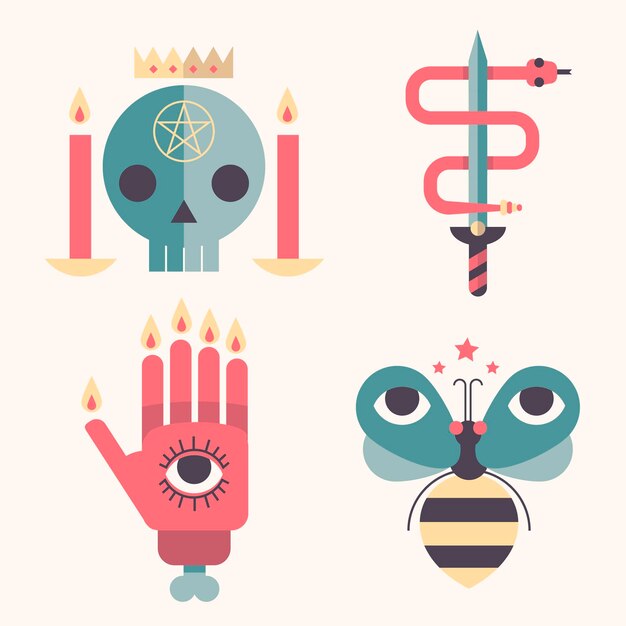 Concepto de ilustración de elementos esotéricos
