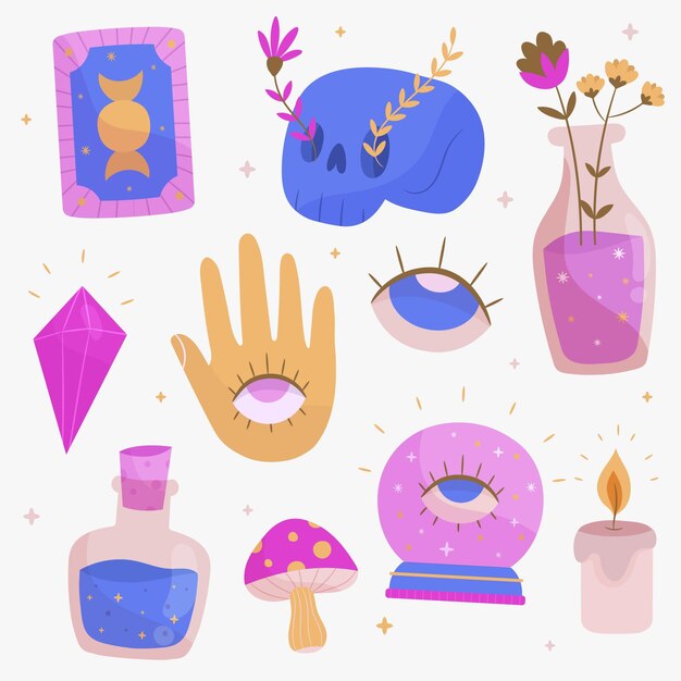 Concepto de ilustración de elementos esotéricos