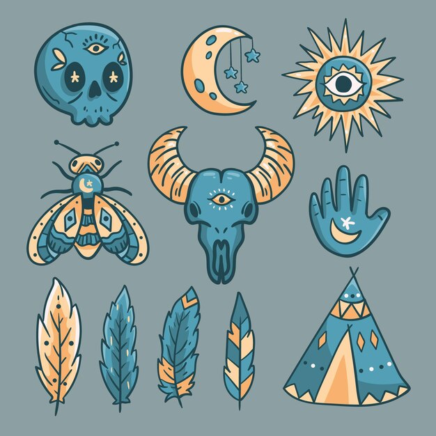 Concepto de ilustración de elementos esotéricos