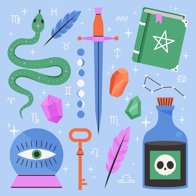 Concepto de ilustración de elementos esotéricos