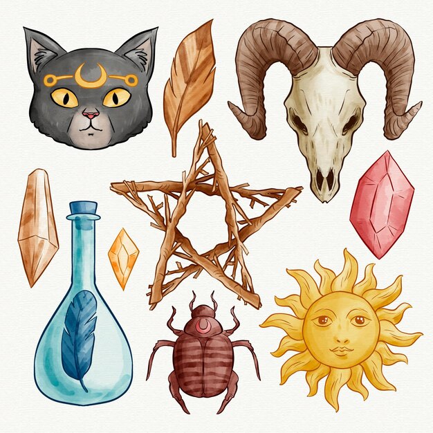 Concepto de ilustración de elementos esotéricos