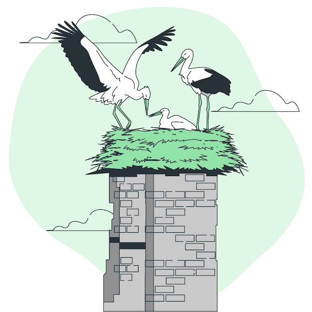 Vector gratuito concepto de ilustración de nido de cigüeña