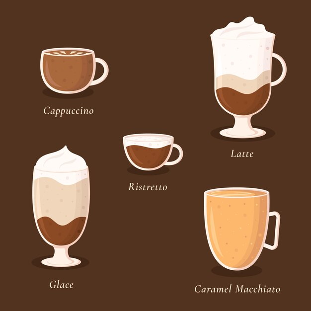 Concepto de ilustración de tipos de café
