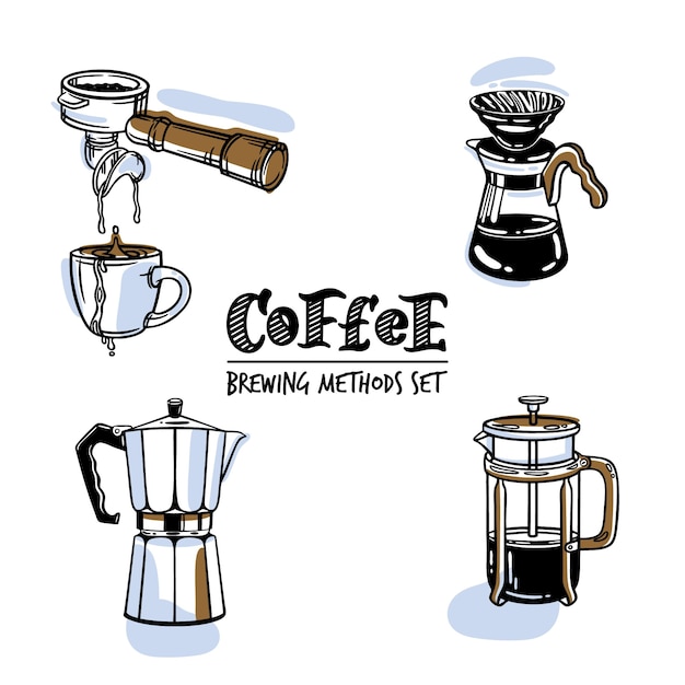 Concepto de ilustración de tipos de café