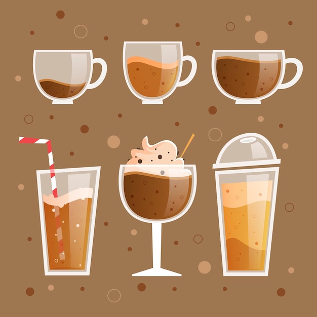 Concepto de ilustración de tipos de café