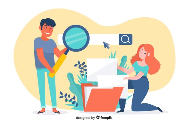 Concepto ilustrado de búsqueda de archivos para página de destino