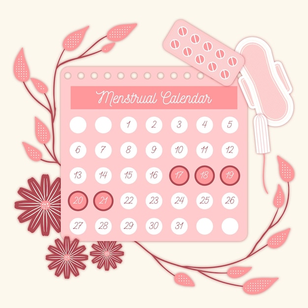 Concepto ilustrado del calendario menstrual