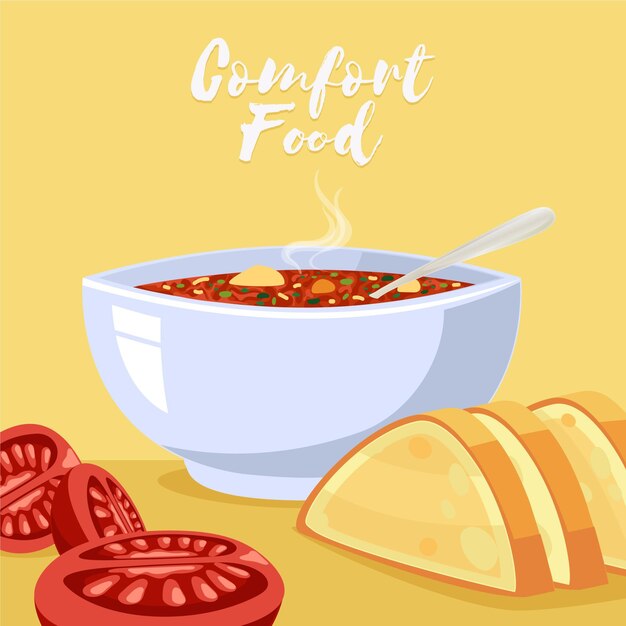 Concepto ilustrado de la colección de alimentos reconfortantes