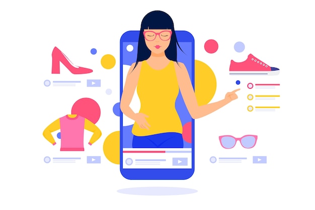 Concepto ilustrado de revisión de blogger