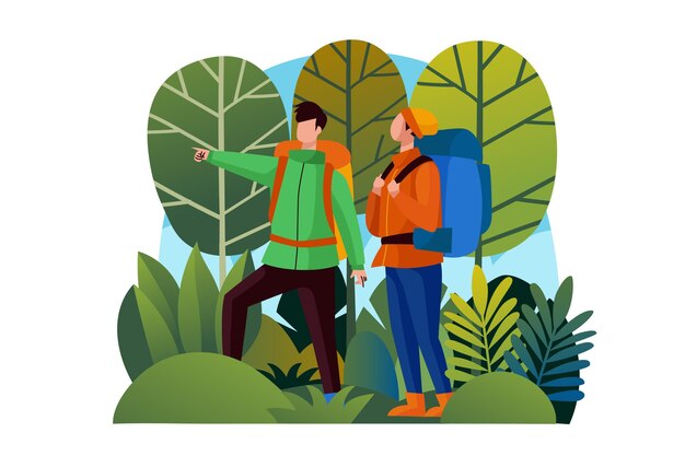 Concepto ilustrado de turismo ecológico