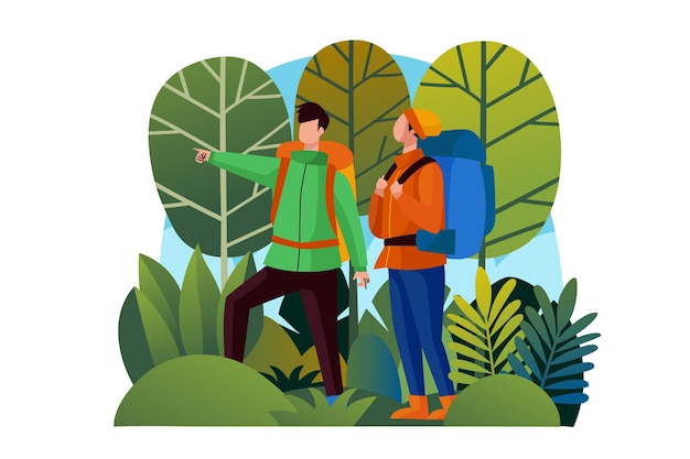 Concepto ilustrado de turismo ecológico