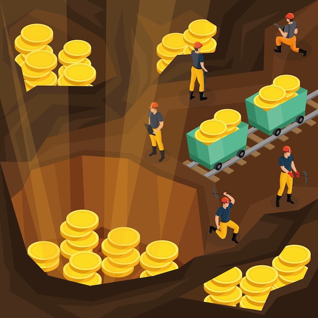 Concepto de industria minera isométrica