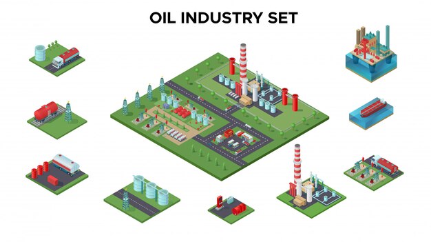 Concepto de industria petrolera isométrica
