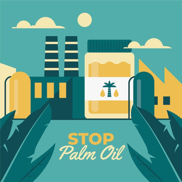 Concepto de industria productora de aceite de palma