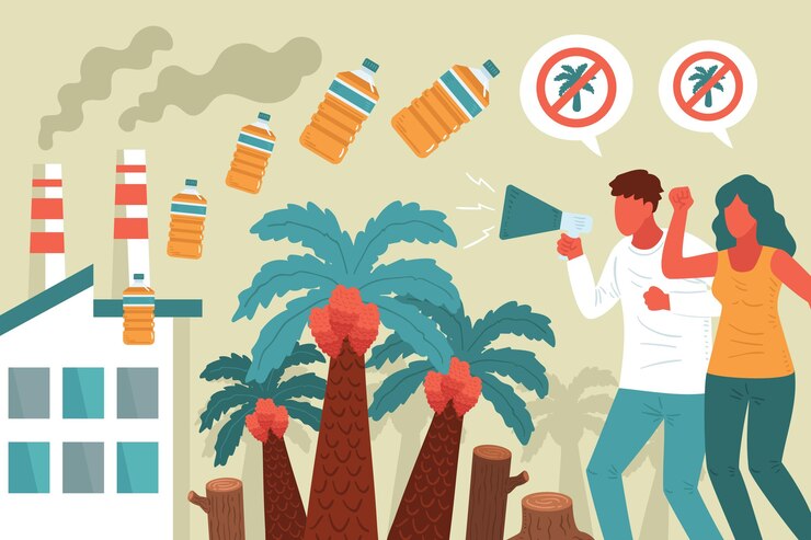 Vector gratuito concepto de industria productora de aceite de palma