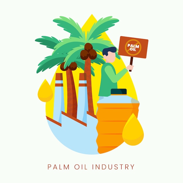 Concepto de industria productora de aceite de palma