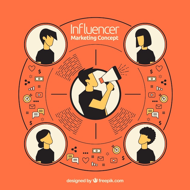 Concepto de influencer marketing con altavoz