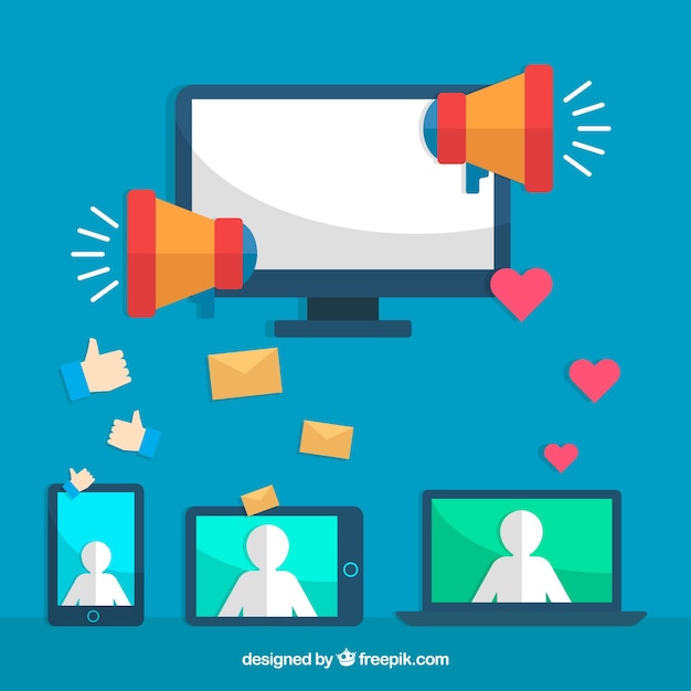 Concepto de influencer marketing con monitor