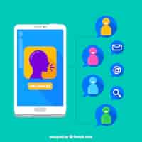 Vector gratuito concepto de influencer marketing con smartphone