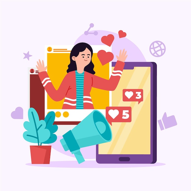Concepto de influencia con mujer