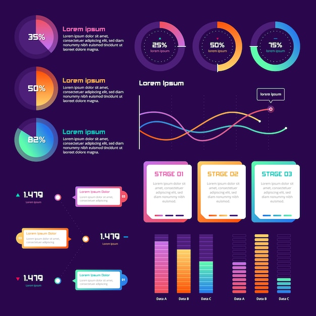 Concepto de infografía degradado colorido