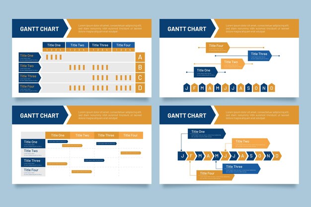 Concepto de infografía de diagrama de Gantt