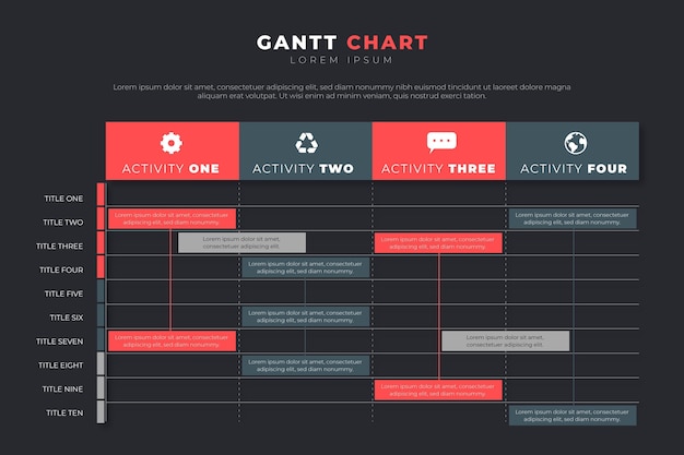 Concepto de infografía de diagrama de gantt