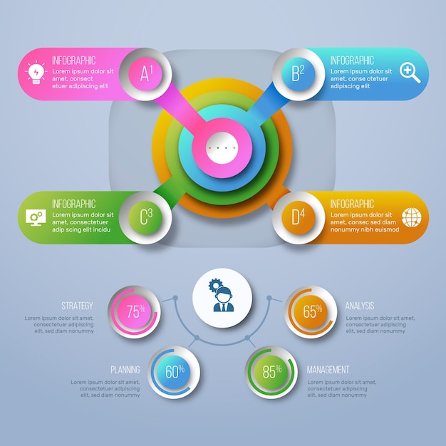 Concepto de infografía gradiente