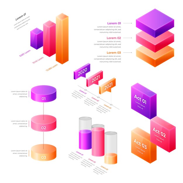 Concepto de infografía isométrica colorido